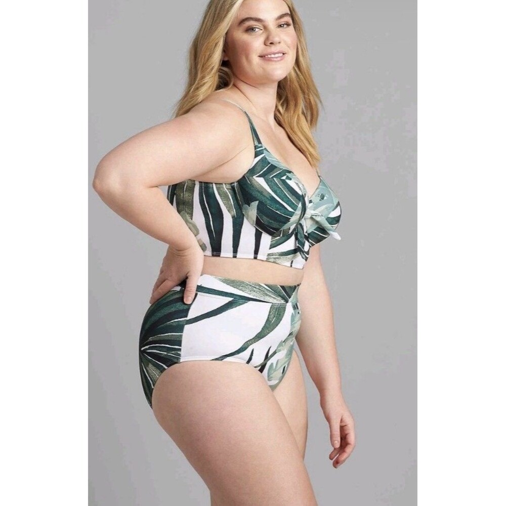NWT Lane Bryant Cacique Grand Palms Mid-Waist Swim Brief Pool Vacation,  Size 24